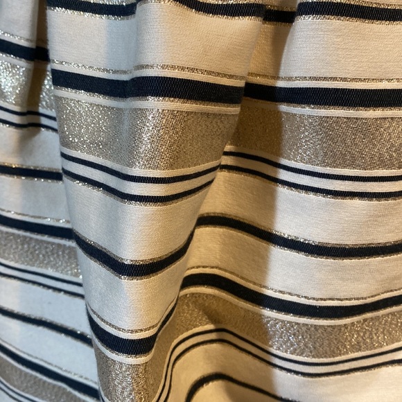 NWT! J. Crew Metallic Gold Stripe Fit Flare DRESS Sleeveless 00 NEW - Picture 6 of 12